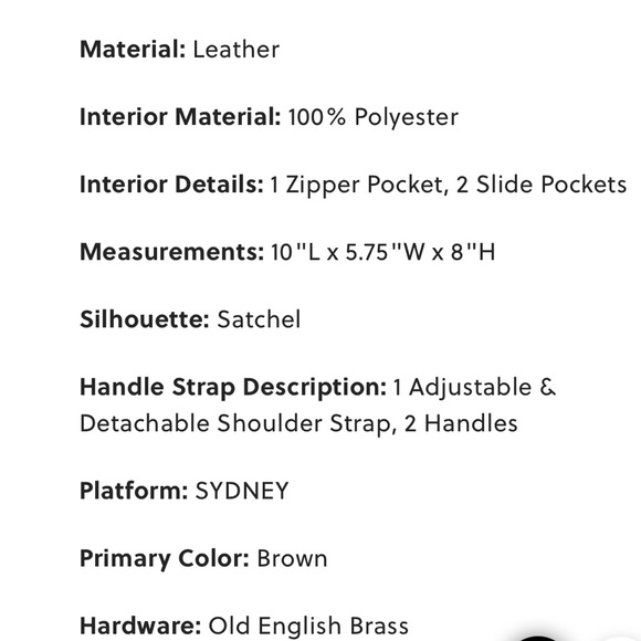 $250 FOSSIL SYDNEY BROWN SATCHEL PURSE NEW COMES w/STRAP LEATHER WELL MADE NICE - Picture 13 of 13